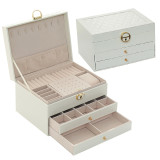 Cajas de joyería de cuero Pu de color sólido de moda
