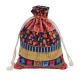 Bolsas de embalaje de joyería con cordón de algodón geométrico de estilo vintage