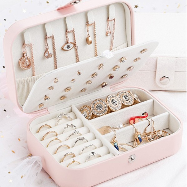 Cajas de joyería de cuero PU de color sólido de moda