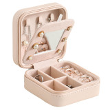 Cajas de joyería de cuero Pu de color sólido de moda