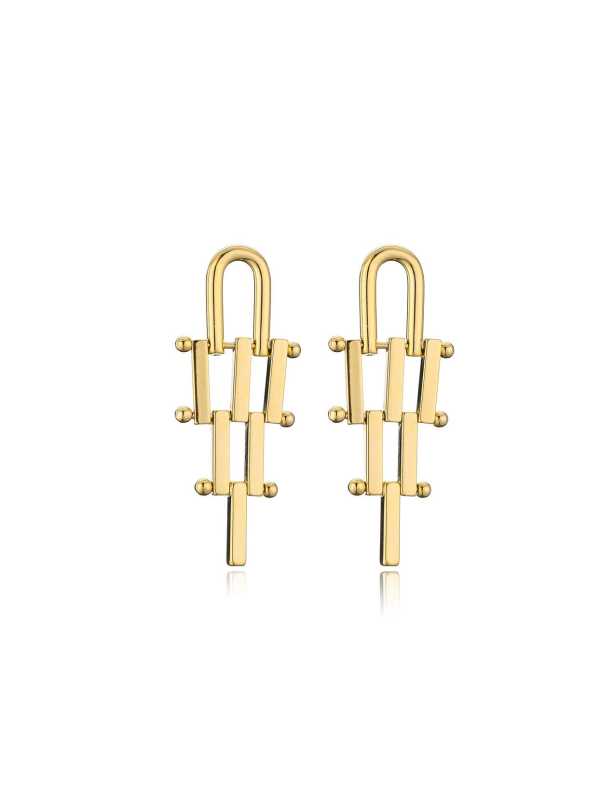 Arete de oro laminado con tendencia geométrica