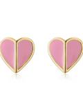 Pendiente de botón minimalista con corazón de esmalte de oro laminado