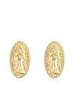Pendiente de botón vintage irregular de oro laminado