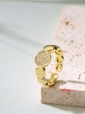 Anillo de banda vintage geométrico de oro laminado esmaltado