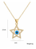 Collar con colgante de geometría vintage de mal de ojo esmaltado con diamantes de imitación de oro laminado