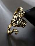 Anillo de banda vintage de leopardo de oro laminado