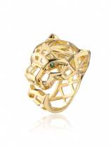 Anillo de banda vintage de leopardo hueco con diamantes de imitación de oro laminado