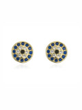 Arete redondo vintage de oro laminado con zirconia cúbica