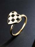 Anillo de banda vintage con corazón esmaltado de oro laminado