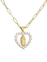 Collar Religioso Vintage Geométrico de Perlas de Imitación de oro laminado