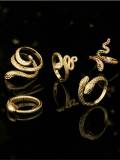 Anillo de banda vintage con serpiente de oro laminado