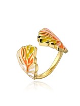 Anillo de banda de pez serpiente minimalista geométrico de esmalte de oro laminado