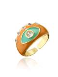 Anillo de banda vintage de mal de ojo esmaltado de oro laminado