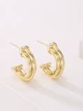 Arete minimalista geométrico de oro laminado