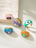 Anillo de banda vintage de mal de ojo esmaltado de oro laminado