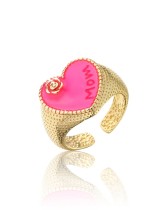 Anillo de banda vintage con corazón esmaltado de oro laminado