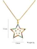 Collar con colgante de estrella de cinco puntas étnica de estrella de esmalte de diamantes de imitación de oro laminado