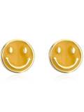 Aretes minimalistas con forma de carita sonriente de esmalte de oro laminado
