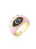 Anillo de banda vintage de mal de ojo esmaltado de oro laminado