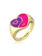 Anillo de banda vintage con corazón esmaltado de oro laminado