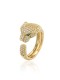 Anillo de banda vintage de leopardo con diamantes de imitación de oro laminado