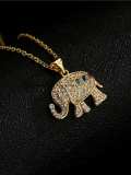 Collar con colgante de elefante vintage de circonita cúbica de oro laminado
