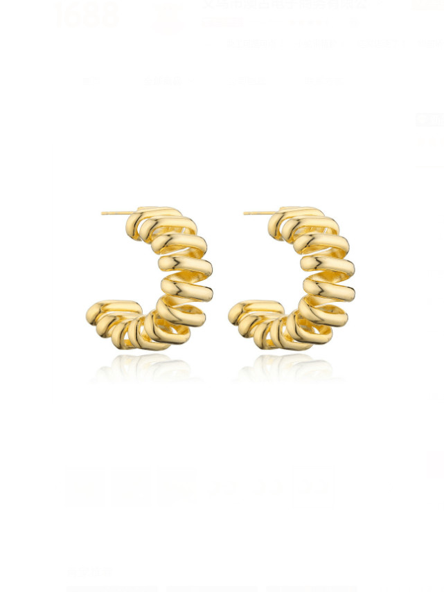 Arete minimalista geométrico de oro laminado