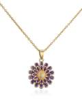 Collar minimalista de flor de esmalte de diamantes de imitación de oro laminado