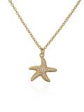 Collar con colgante de estrella de mar minimalista con circonita cúbica de oro laminado