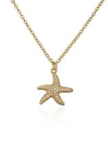 Collar con colgante de estrella de mar minimalista con circonita cúbica de oro laminado