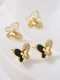 Aretes vintage de mariposa con concha de oro laminado