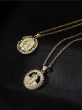 Collar religioso vintage geométrico de circonita cúbica de oro laminado
