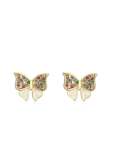 Aretes lindos de mariposa con zirconia cúbica de oro laminado