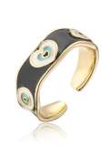 Anillo de banda vintage con corazón esmaltado de oro laminado