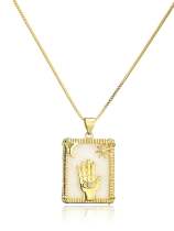 Collar vintage geométrico de concha de oro laminado