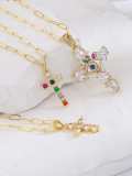 oro laminado Cubic Zirconia Cross Hip Hop Regligious Collar