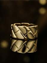 Anillo de banda vintage geométrico liso de oro laminado
