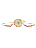 Pulsera Ajustable Vintage Mal de Ojo con Zirconia Cúbica de oro laminado