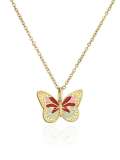 Collar con colgante de mariposa de esmalte de diamantes de imitación de oro laminado
