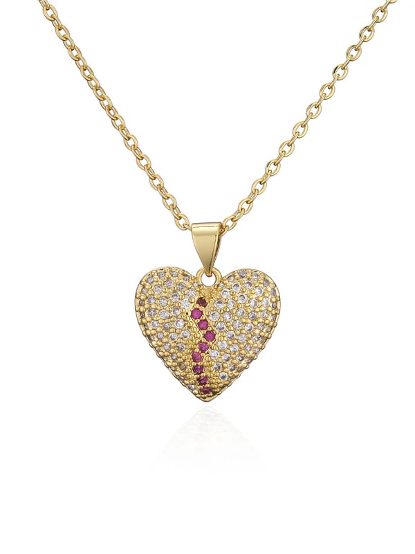 Collar con colgante de corazón de tendencia de circonita cúbica de oro laminado