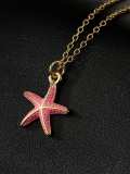 Collar de estrella de mar de esmalte de oro laminado