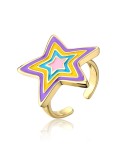 Anillo Trend Band con estrella de cinco puntas y esmalte de oro laminado