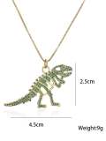 Collar con colgante de dinosaurio vintage de circonita cúbica de oro laminado
