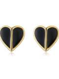 Pendiente de botón minimalista con corazón de esmalte de oro laminado