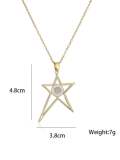 Collar con colgante de estrella de cinco puntas de tendencia de esmalte de diamantes de imitación de oro laminado