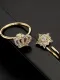 Anillo de banda vintage con estrella de circonita cúbica de oro laminado