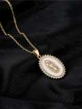 Collar religioso vintage geométrico de circonita cúbica de oro laminado