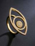 Anillo de banda vintage geométrico de circonita cúbica de oro laminado