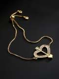 Brazalete Ajustable Vintage Corazón de Zirconia Cúbica de oro laminado