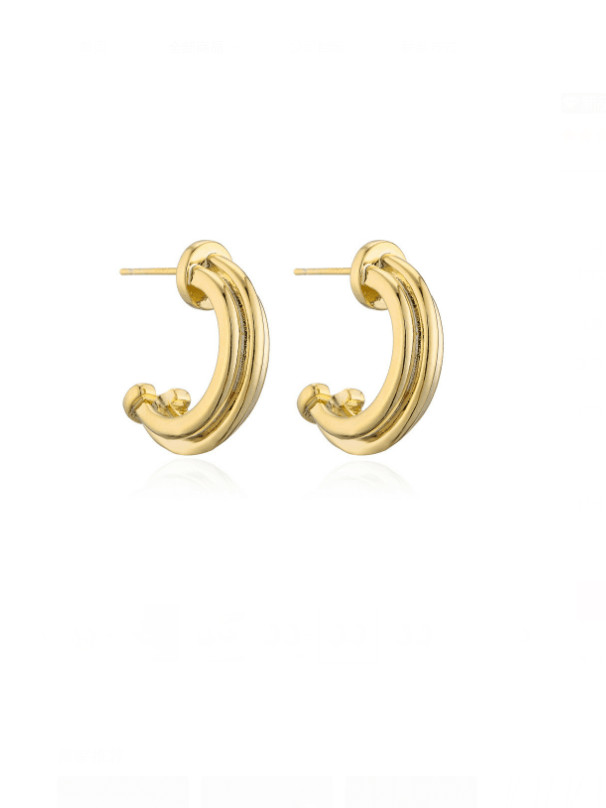 Arete minimalista geométrico de oro laminado